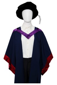 量身訂製博士畢業袍     設計紫色肩帶畢業袍     黑色軟帽畢業帽     銀色帽帶     工商管理博士    香港理工大學PolyU    畢業袍生產商    DA530